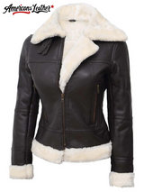 Frances Dark Brown Real Leather Shearling Bomber Jacket